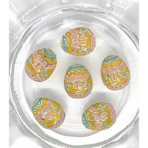 6pcs Beads for Jewelry #20482 Enamel Silver Easter Slider Beads